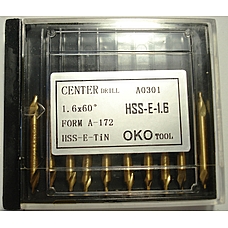 Сверло центровочное D1.6 HSSE TIN