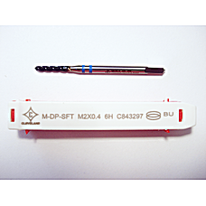 Метчик спиральный SFT M2*0.4 C843297 DIN371 Двойное кольцо голубое