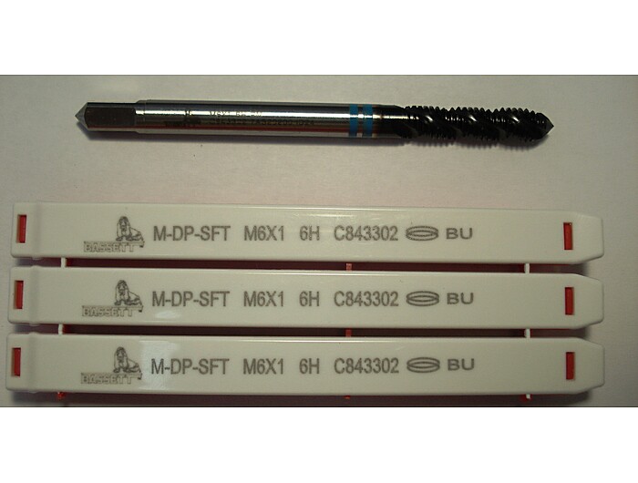 Мітчик спіральний SFT M6*1 C843302 DIN371 Подвійне кільце голубе