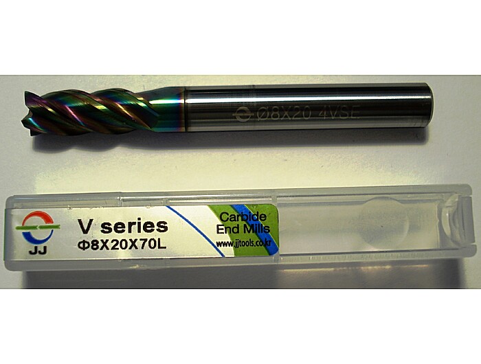 Фреза концевая 4VSE080200S08 8*20*70L*S8*4F 35°/38° 42HRC