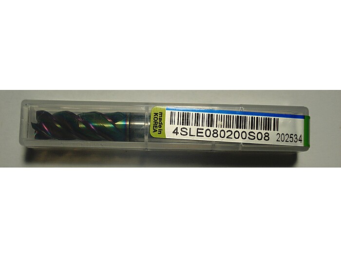 Фреза по нержавійці 4SLE080200S08 8*20*70L*S8*4F (sus, inconel, 42°) + ТИТАН