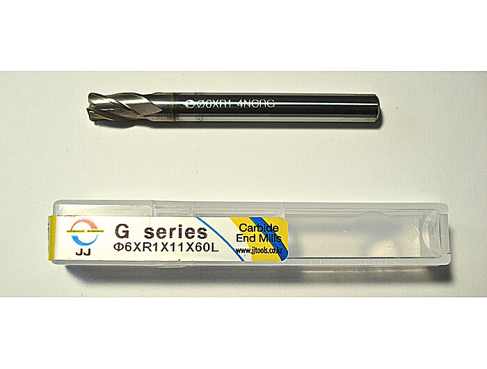 Фреза конечная с угловым радиусом закругления 4NCRG060010060 6*R1*11*60L*S6*4F*J-CRO