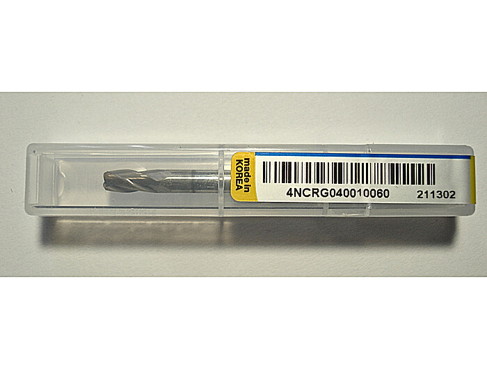 Фреза конечная с угловым радиусом закругления 4NCRG040010060 4*R1*9*60L*S4*4F*J-CRO